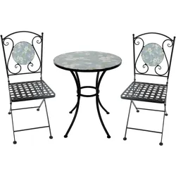 HTI-Living, Gartentisch + Balkontisch, Tisch und 2 Stühle Celia Petunien (57 x 57 x 68 cm)