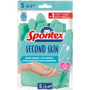 Spontex Gummihandschuhe Second Skin, 12452166, Synthetik, grün, Größe S