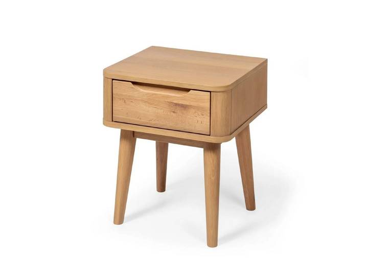 Woodek Design Nachttisch Nora aus Eiche – mit Schublade, matt lackiert (schlanke Gestaltung, 1-St., Massiver Eichenkorpus), Kompakte Maße 45 x 40 x 54