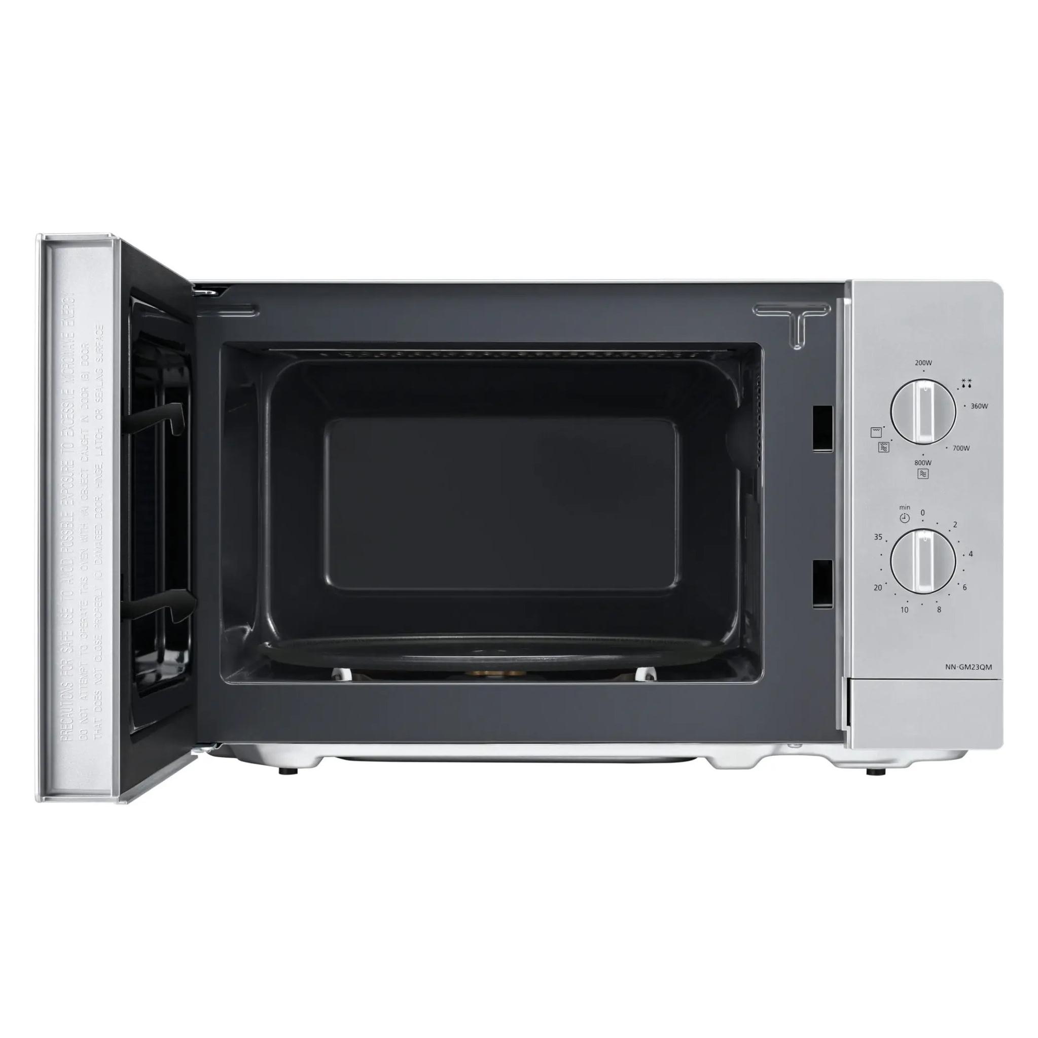 Panasonic Grill-Mikrowelle mit Glasteller, 800W, 1000W Grill, Auftaufunktion, Drehknopf (20 l) (NN-GM23QMEPG)