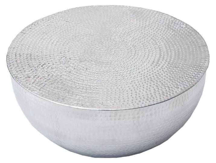 Table basse TRIANE 60 cm en aluminium argent martelé – Table basse ronde design