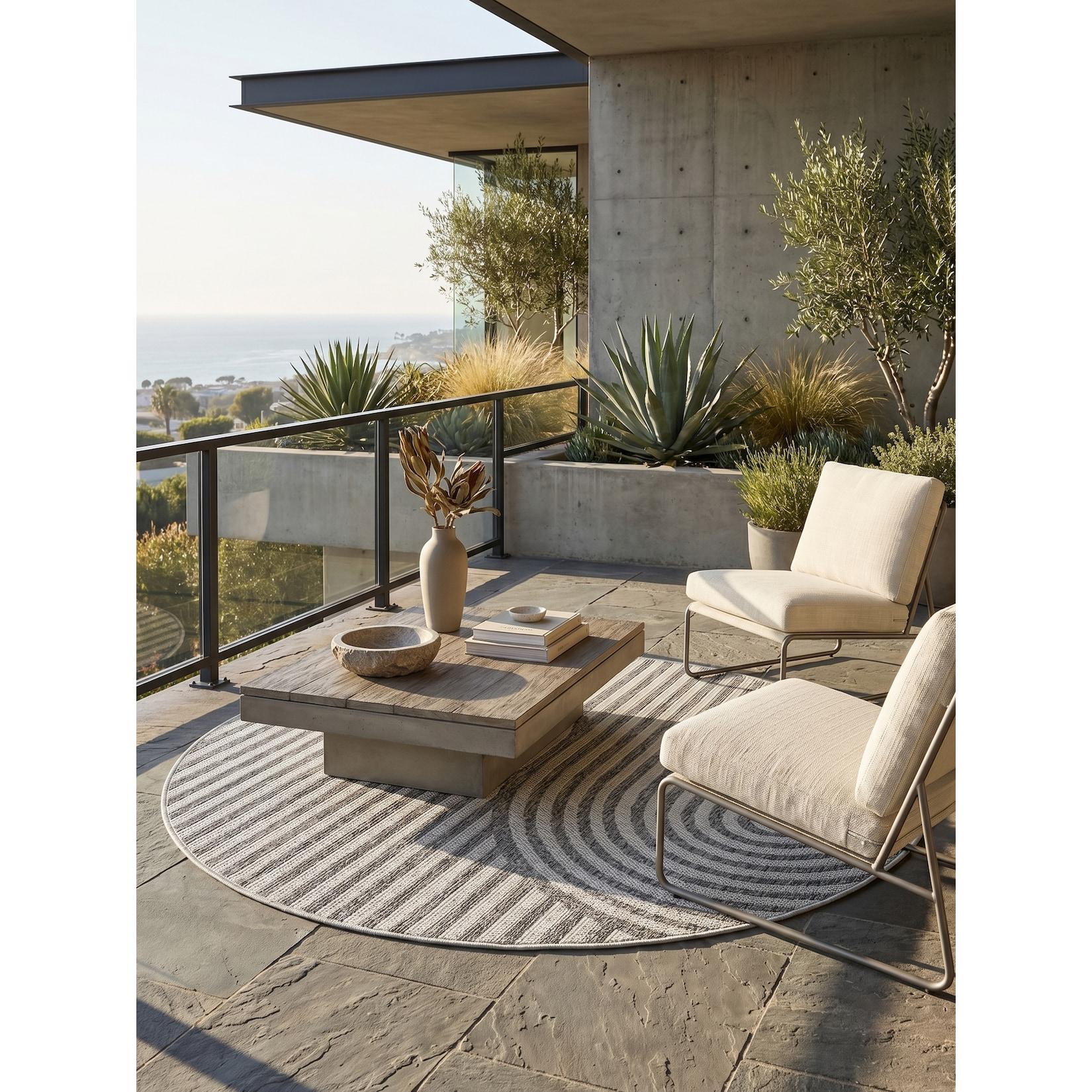 Outdoor-Teppich Boho-Bögen Grau 160x160 cm Wetterfest