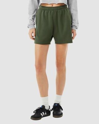 Bella + Canvas BC3787 Women's Cutoff Fleece Shorts in Military Green size XL 3787