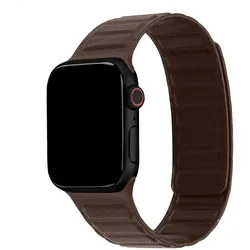 Accezz Magnetisches Echthautarmband (44 mm, 45 mm, 46 mm, 49 mm, Echtleder), Uhrenarmband, Braun