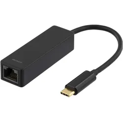 Deltaco USBC-GIGA Netzwerkkarte Ethernet 1000 Mbit/s (USB-C, RJ45 (1x)), Netzwerk Adapter, Schwarz