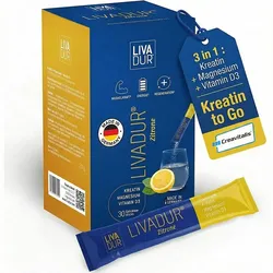 LIVADUR Kreatin Magnesium Vit.D3 Sticks Zitrone 30 St