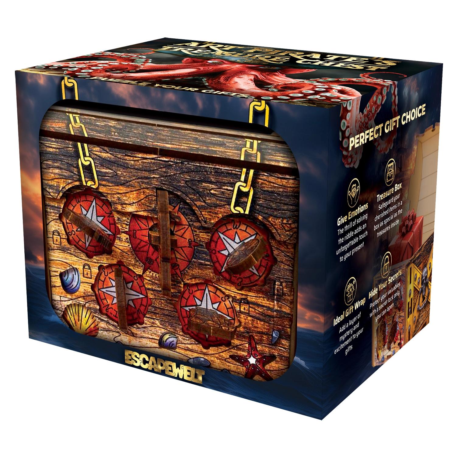 Escape Welt Art Secret Box "Piraten Schatzkiste" - Rätselbox (Deutsch, Englisch, Französisch, 1 - 2 Spieler) (EWPTCRT-ART)