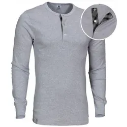 Dovre Organic Cotton Grand Dad Rib Shirt Grau Ökologische Baumwolle Medium Herren