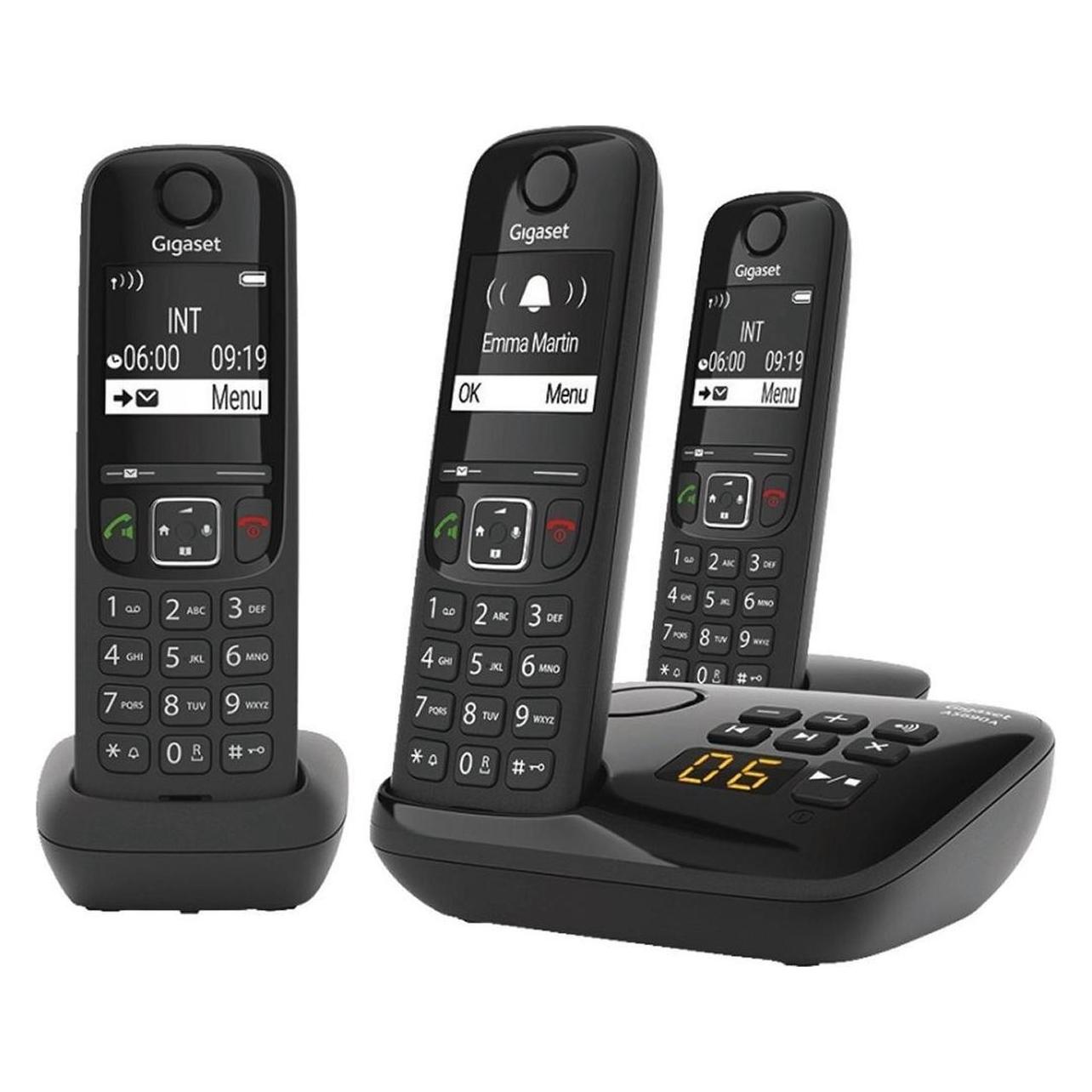 Gigaset AS690AR Trio - zwart - met antwoordapparaat - 3 handsets (L36852-H2836-M211)