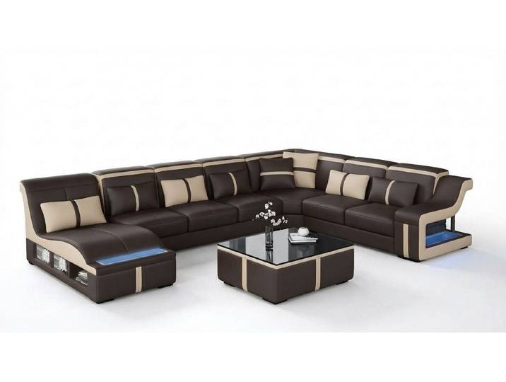 JVmoebel Wohnlandschaft Elegantes Ledersofa in U-Form mit USB-Schnittstelle, Made in Europa