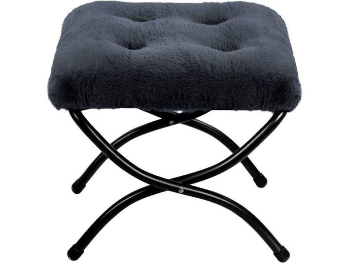 Tabouret de pied pliable métallique - Petit pouf rembourré