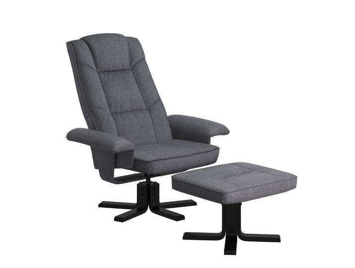 Relaxsessel DERBY mit Hocker hellgrau