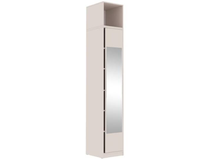 Modularer Kleiderschrank mit Spiegel und Aufsatz 40x246x51cm Schrank Serie TRES moderner Schlafzimmerschrank mit Fächern Marmex Möbel TRES 09NC graubeige Cashmere