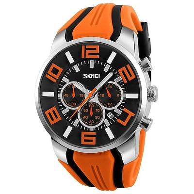 Herren Skmei Stoppuhr Luxusuhren Silikonarmband Freizeituhren Geschenk für Männer Wasserdicht Quarz 9128 Uhr