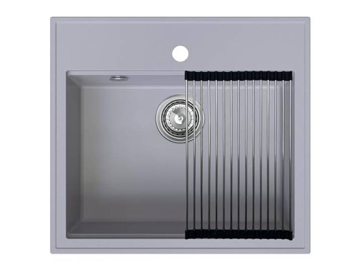 SINK QUALITY Spülbecken Grau Granit 56 x 51 cm - Moderne Küchenspüle mit Siphon, Abtropfgestell, Imprägniermittel - Einbauspüle Einzalbecken für 60er Unterschrank