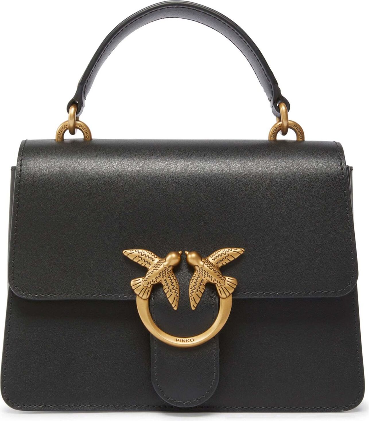 PINKO Handtasche Umhängetasche Love One Top Handle Mini Light Black - Antique Gold schwarz