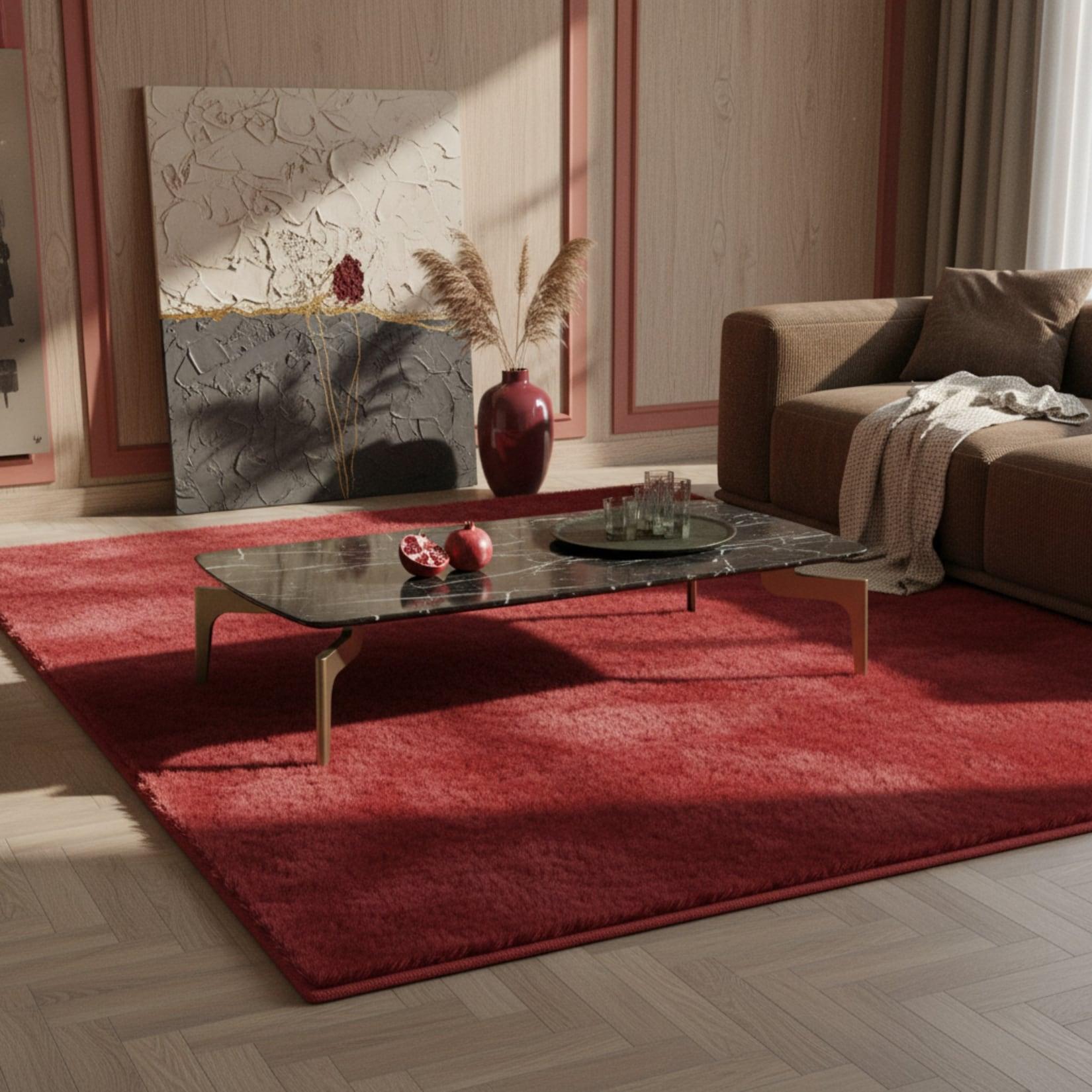 Teppich Kurzflor Waschbar NECKAR in Rot, einfarbig, 60 x 110 cm