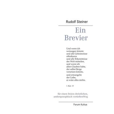 Ein Brevier, Gebundene Ausgabe von Rudolf Steiner, BoD – Books on Demand, 978-3-7526-8513-8