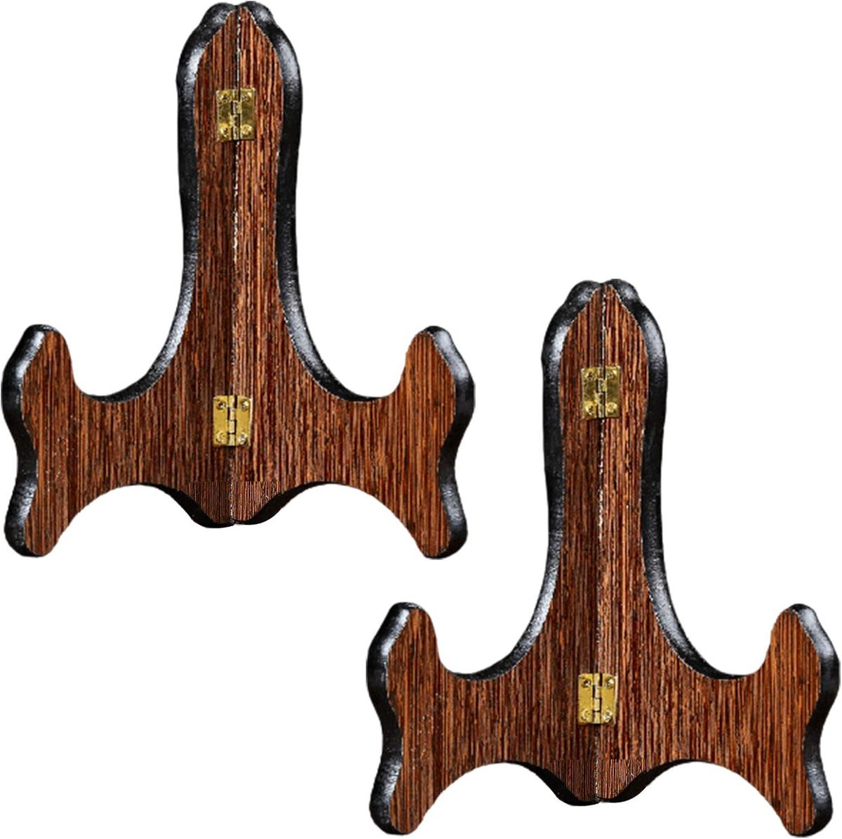 Set van 2 houten plate stands - Fotohouder ezels voor decoratie - Houtkleur