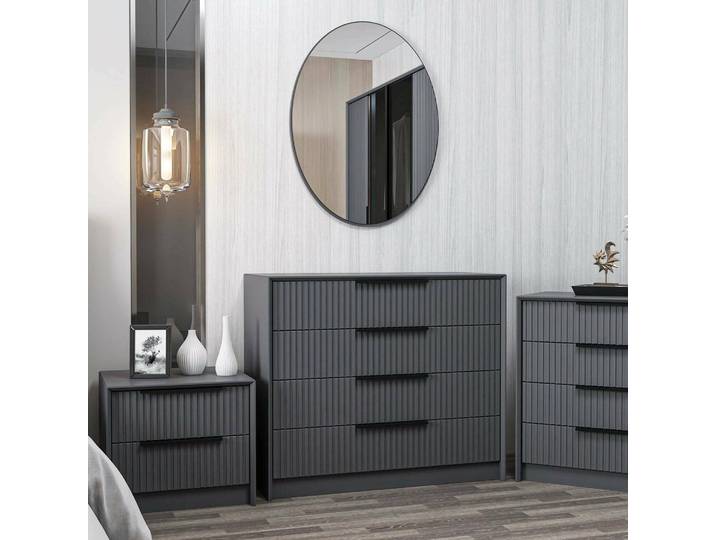 Commode Jebi\, 3 Tiroirs\, Ouverture Coulissante\, Fermeture Coulissante\, 100x85x45h Cm Noir Anthracite