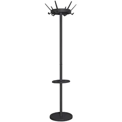 PROREGAL Kleiderständer mit drehbarer Krone & 6 Drillingshaken | HxBxT 180x11x48cm | Schwarz