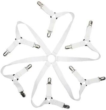 Inspired Living 12 Clip Bed Sheet Clips Adjustable Sheet Fasteners For Bedding, Sofa Covers And Blankets white