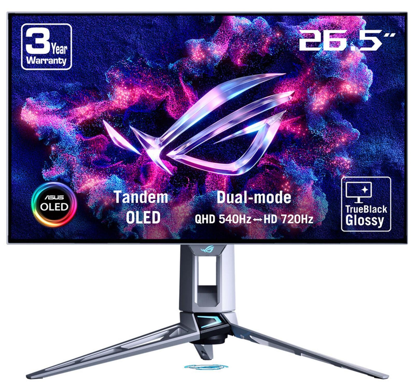 ASUS ROG Swift OLED PG27AQWP-W, 67,3 cm (26.5"), 2560 x 1440 Pixel, Quad HD, LCD, 0,02 ms, Silber