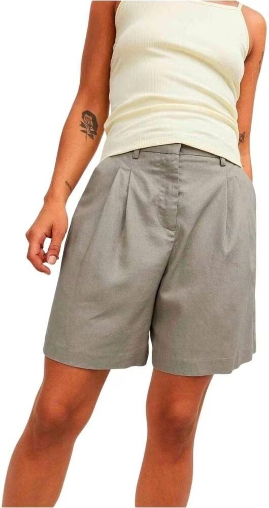Jjxx Pantalón Corto Cimberly Linen Rlx Hw - Bermuda Gris Mujer Beige L Mujer
