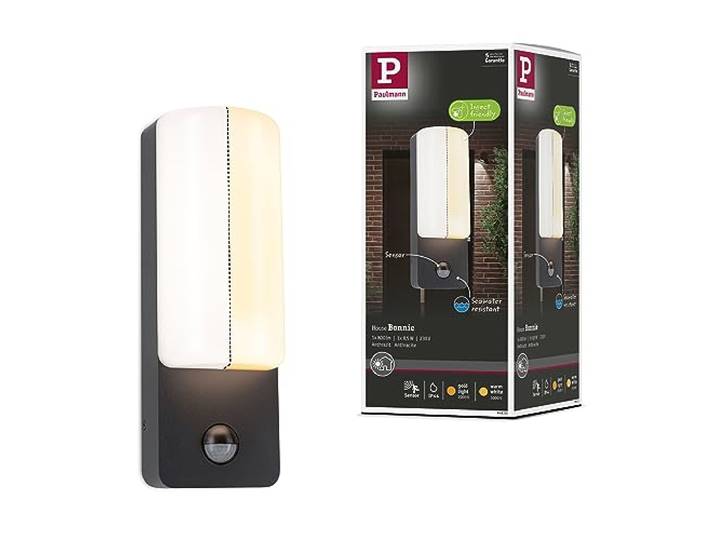 Paulmann 94853 LED Außenwandleuchte Bonnie Bewegungsmelder insektenfreundlich und seewasserresistent IP44 93x77mm 2200-3000K 8,5W 560lm 230V Anthrazit