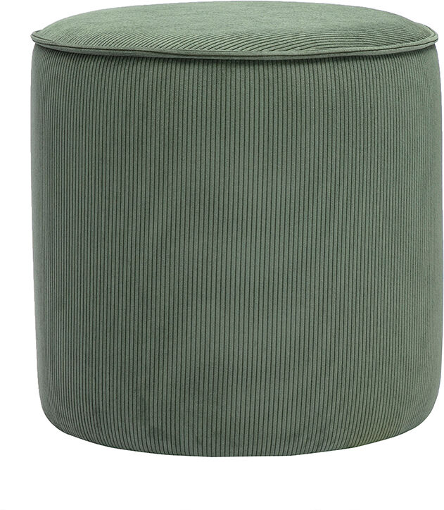 Miliboo Runder Samtpouf in Khakigrün, gerippt, D40 cm PAUL