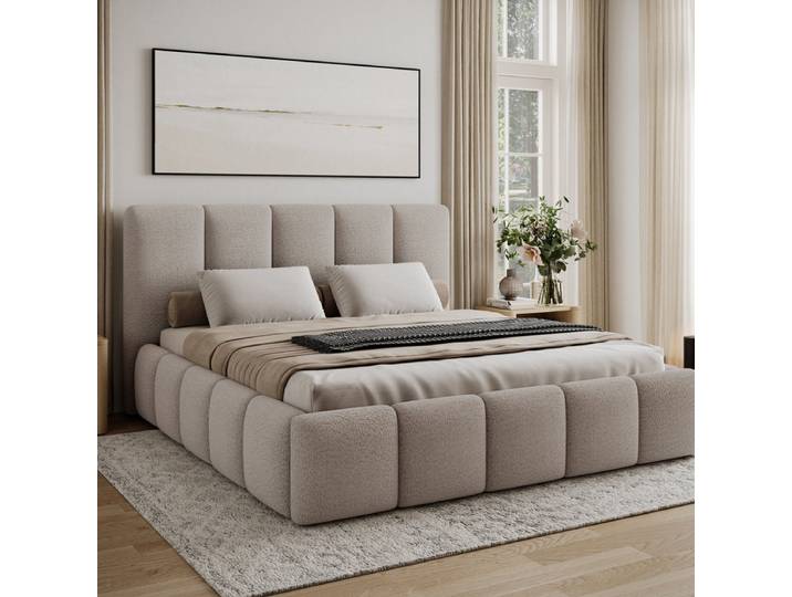 Lit 160x200 sommier inclus Klaus Texturé Cachemire