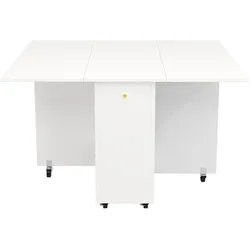 STILVORA Klappbarer Esstisch MDF Weiß 120x75x75 cm mit Stauraum und Rollen