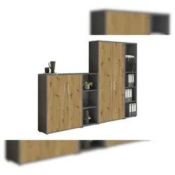 moebel-dich-auf Aktenschrank TABOR 4 in anthrazit / Artisan Eiche, Schrankwand, Büroschrank, abschließbar, Metallgriffe