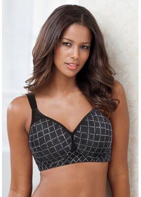 Plus Size Women's Stay-Cool Wireless Wicking T-Shirt Bra by Comfort Choice in Black Xoxo Print (Size 46 B)