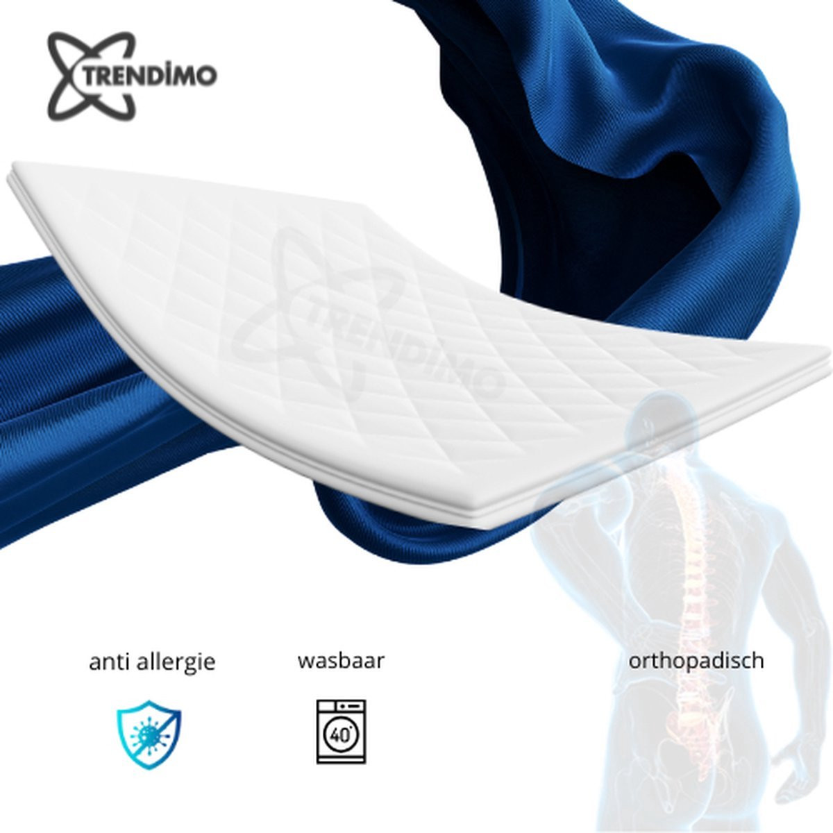 Trendimo Topdek Matras Topper Deluxe Bamboe Hybrid Orthopedisch 180x200 cm