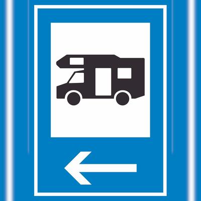 HB-Druck Campingplatz Wohnmobil Schild mit Pfeil links A6 (105x148mm)