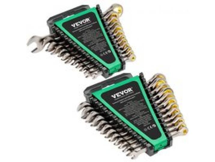VEVOR-sleutelset 24-delige ratelsleutelset met opbergrek, sleutelset van Cr-V-staal SAE 1/4 inch tot 7/8 inch, metrisch 8 mm tot 19 mm, ideaal voor huishoudelijke autoreparatiewerkplaatsen