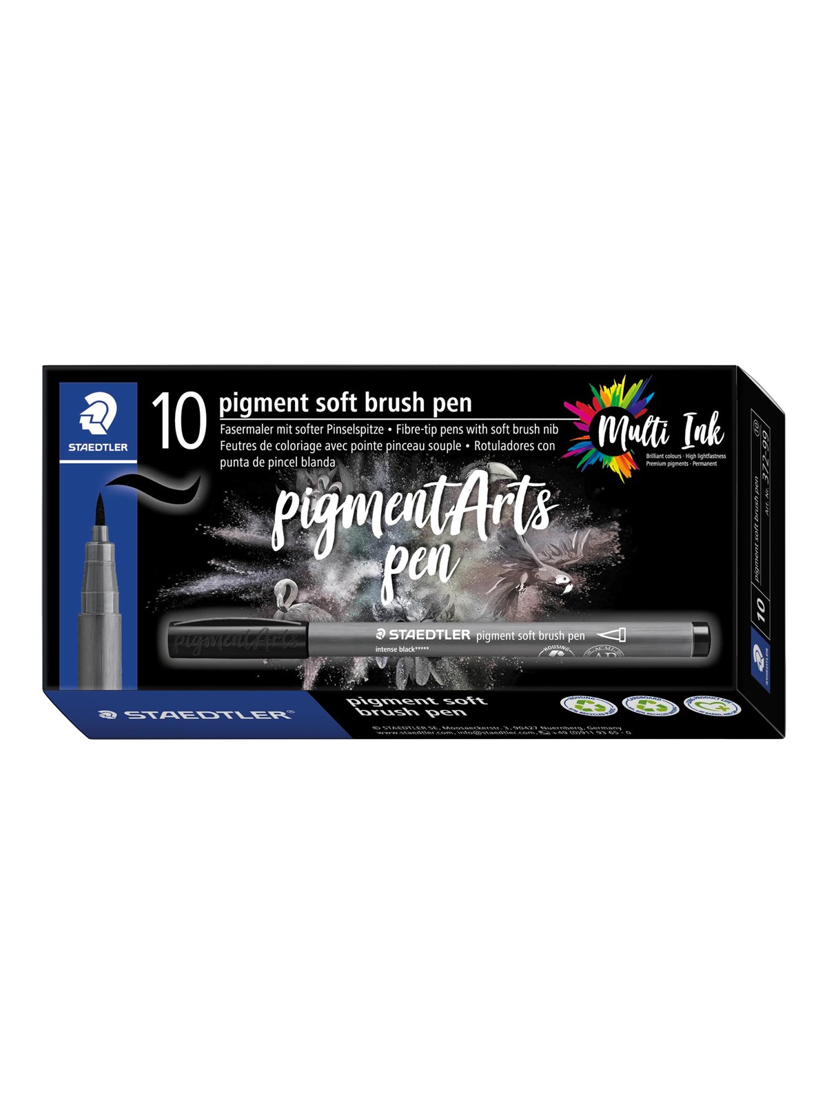 Staedtler pigment soft brush pen 10 pcs int. black