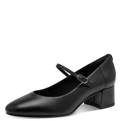Spangenpumps TAMARIS, Damen, Gr. 37, schwarz, Glattleder, unifarben, Schuhe Spangenpumps, Blockabsatz, Abendschuh mit Touch it-Ausstattung