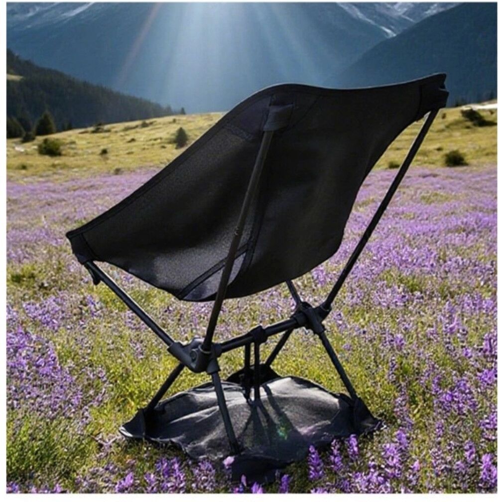 INF Outdoor tragbare faltbare Anti-Einsink-Matte – Bodenschutz aus Oxford-Stoff für Camping Moon Chair, Schwarz, 38cm x 38cm x