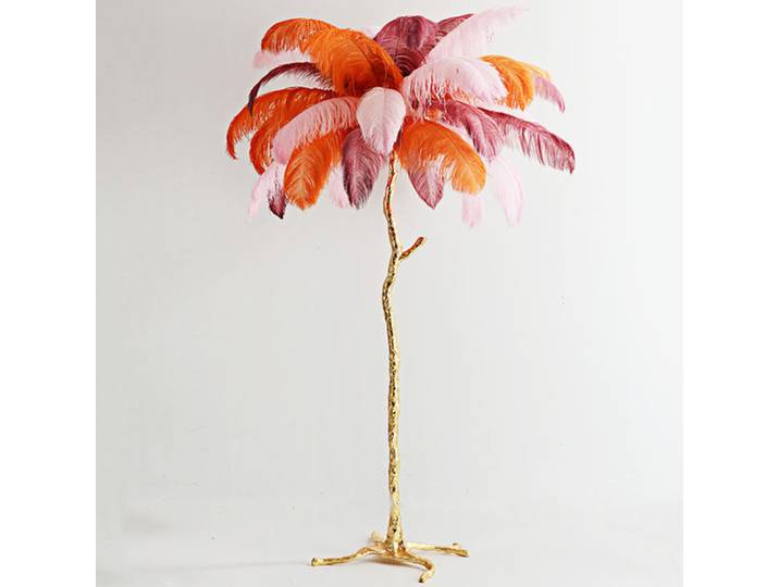 Lampadaire nordique en plumes d'autruche, style luxe léger, pour salon, chambre, côté canapé, décoration tendance