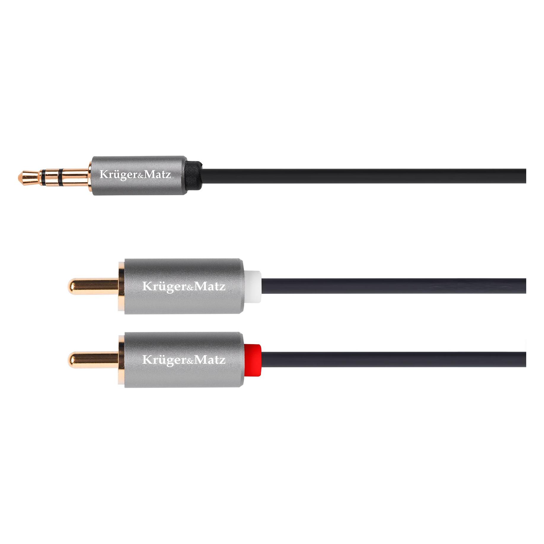 Krüger&Matz Kabel Kruger&Matz Jack 3.5mm - RCA (Cinch) x2 10m srebrny (KM1215) (10 m, AUX Kabel, Cinch Kabel) (35534109)