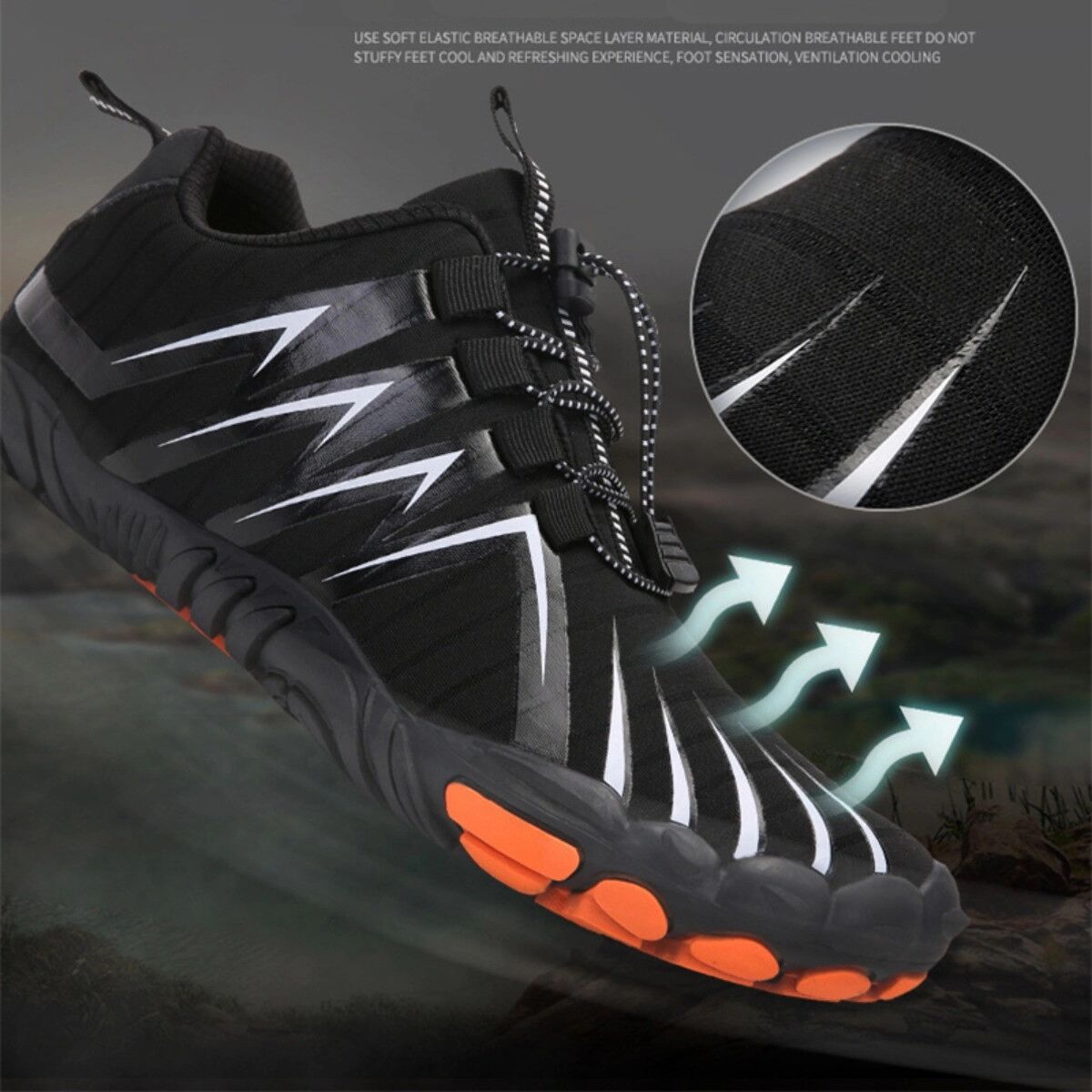 INF Multifunktionale Strandschuhe - Fünf-Zehen-Schutz, Atmungsaktive Honigwaben-Einlegesohle, Rutschfeste Sohle, Gummi + 41