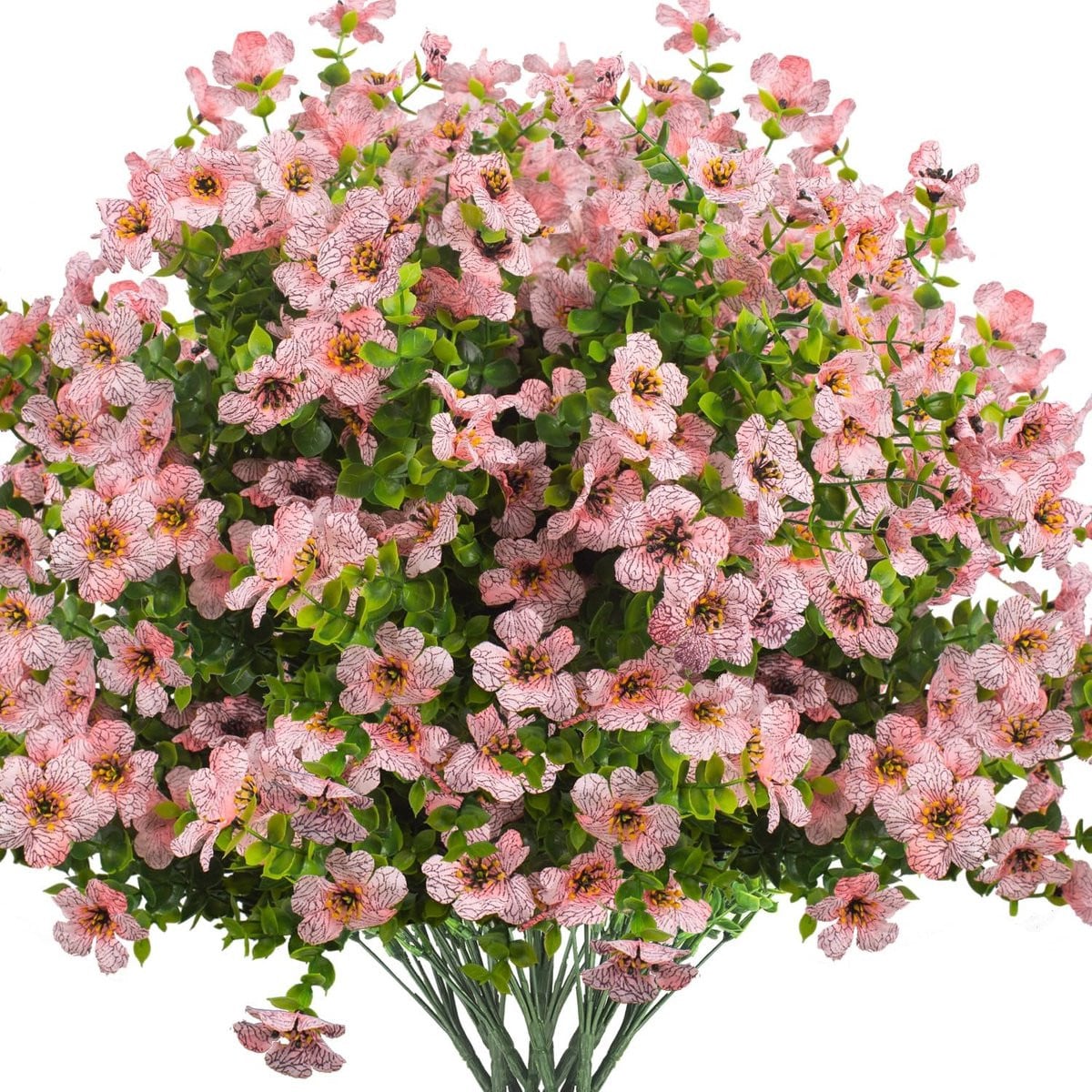 12 bosjes UV-bestendige kunstbloemen roze rood met zijdezachte afwerking voor tuin en balkon