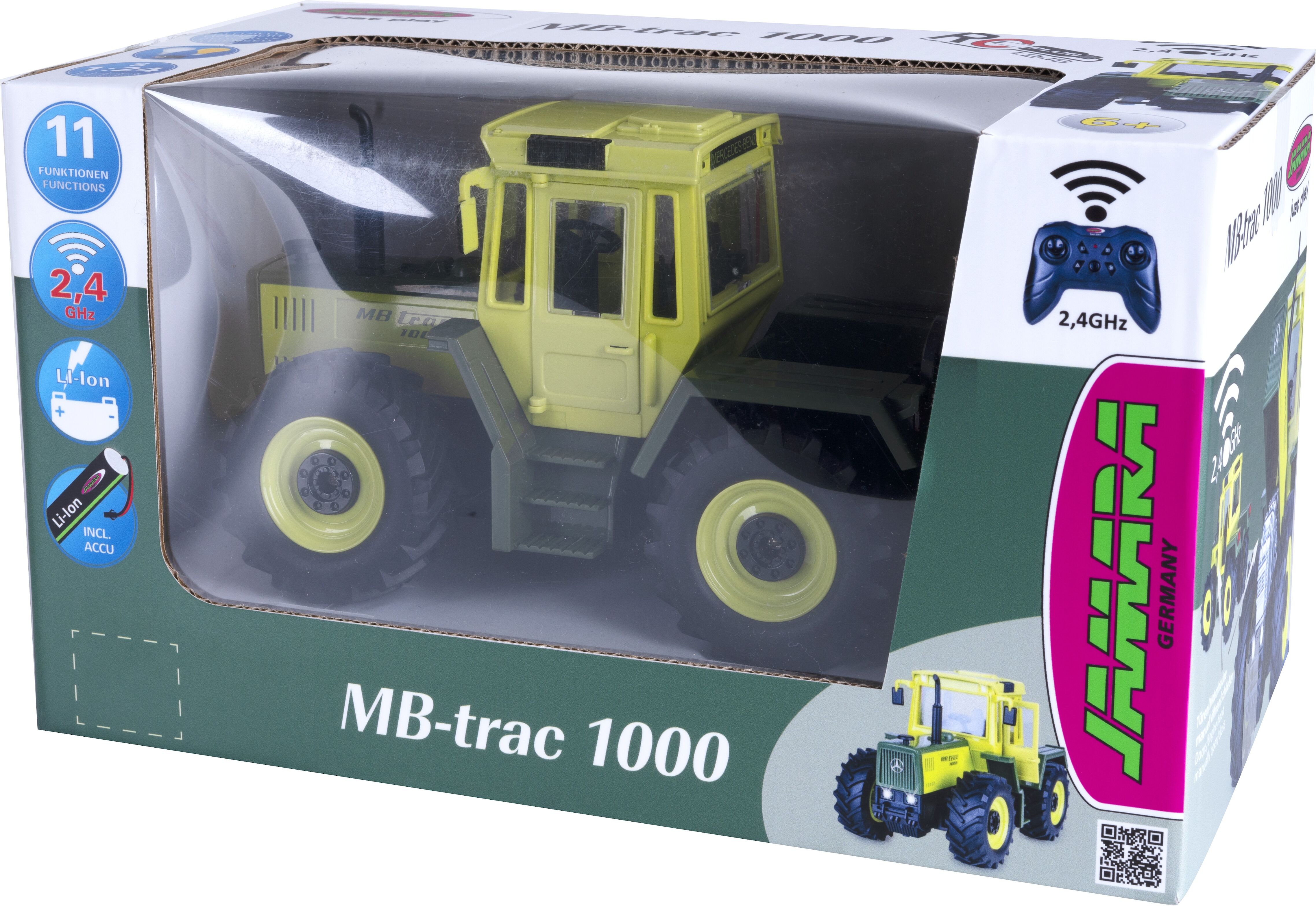 RC-Auto JAMARA "Mercedes-Benz MB-trac 1000 1:24S-Plug 2,4 GHz", grün, Fernlenkfahrzeuge, KinderB:11cm H:12,6cm T:21,5cm, RC-Auto, B:11cm H:12,6cm T:21,5cm