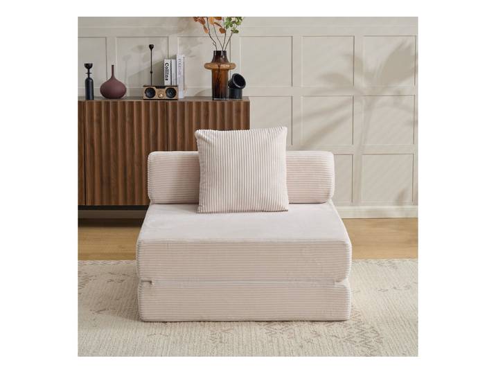 Vankel Loungebett Sofas Wohnzimmer, Sessel mit Schlaffunktion aus Cord faltbar, 1-Sitzer Schlafsessel, platzsparend, bequem und ohne Montage