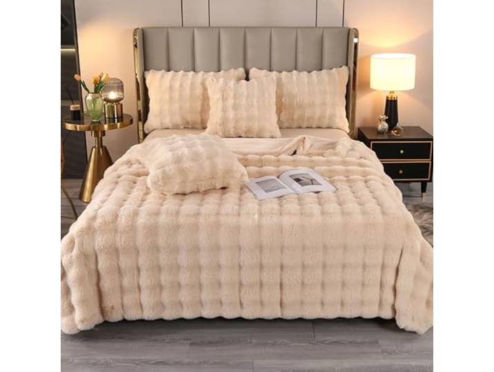 ZHANGXIAOMIN Bubble Decke Weiß Kuscheldecke Flauschig Fellimitat Decke Kuscheldecke Flauschig Flauschige Decke Fluffy Blanket Bubble Decke FüR Bett Sofa Casual Decke (Beige gelb,180 x 200 cm)