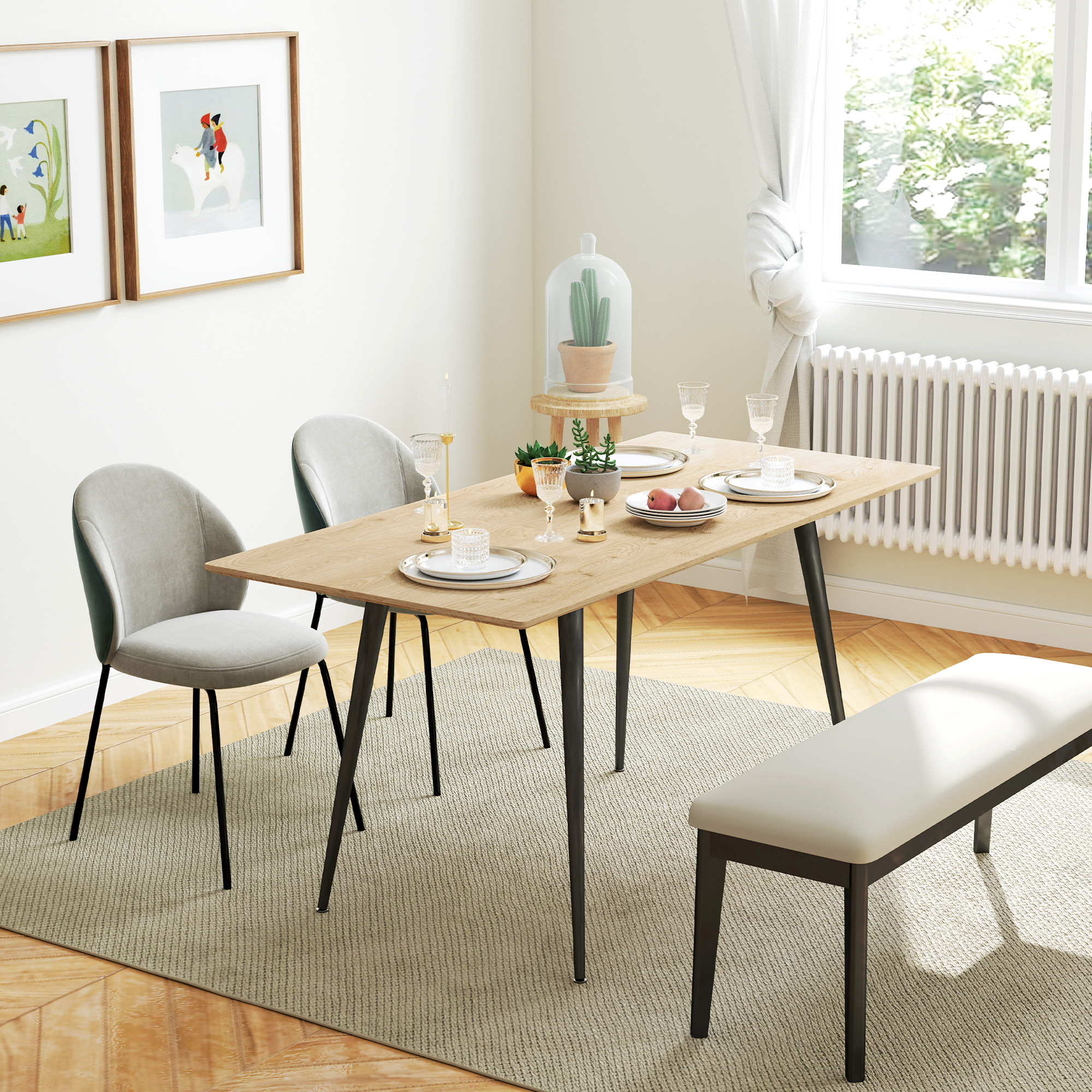 Homcom Tavolo da pranzo allungabile, Tavolo espandibile per 6-8 persone, Tavolo da cucina con gambe in acciaio solido