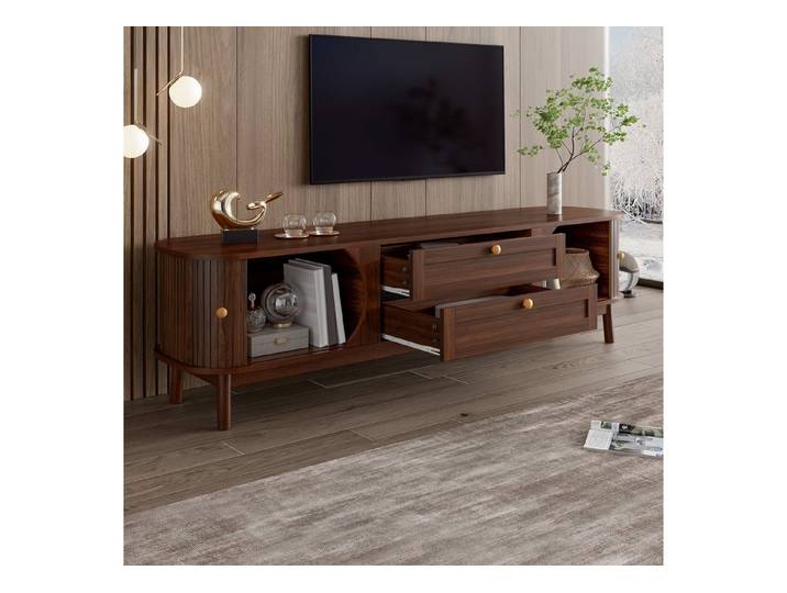 HAUSS SPOLE TV-Schrank mit Schubladen,TV-Regal Sideboard mit Staufächern und Holzbeinen