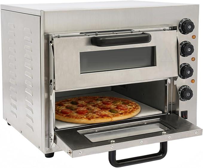 3000W Gastro Pizzaofen,Edelstahl Pizzaofen Elektrisch für Pizza Brot | Professional Doppel Pizzaofen,50-350? Präzise Temperaturregelung,1-60 Minuten Bequeme Zeitschaltfunktion,Leicht Zu Reinigen